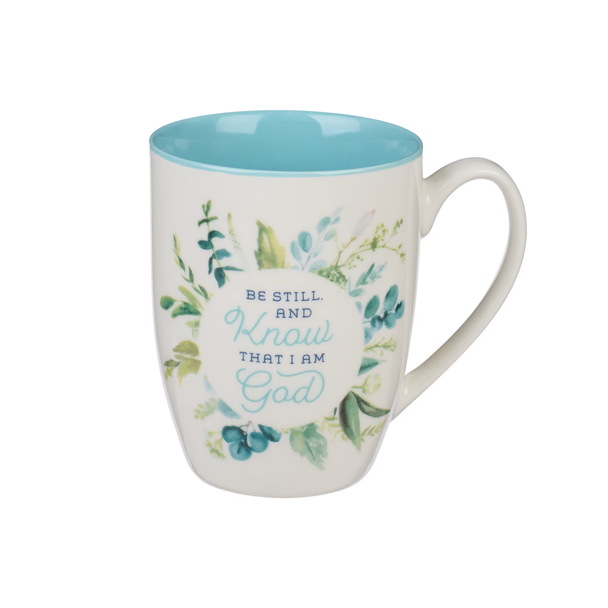 Be Still and Know Teal Floral Coffee Mug