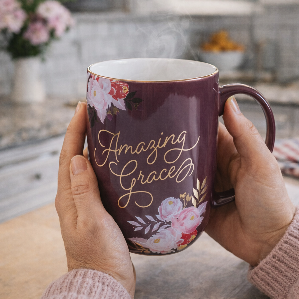Amazing Grace Mulberry Pink Ceramic Coffee Mug