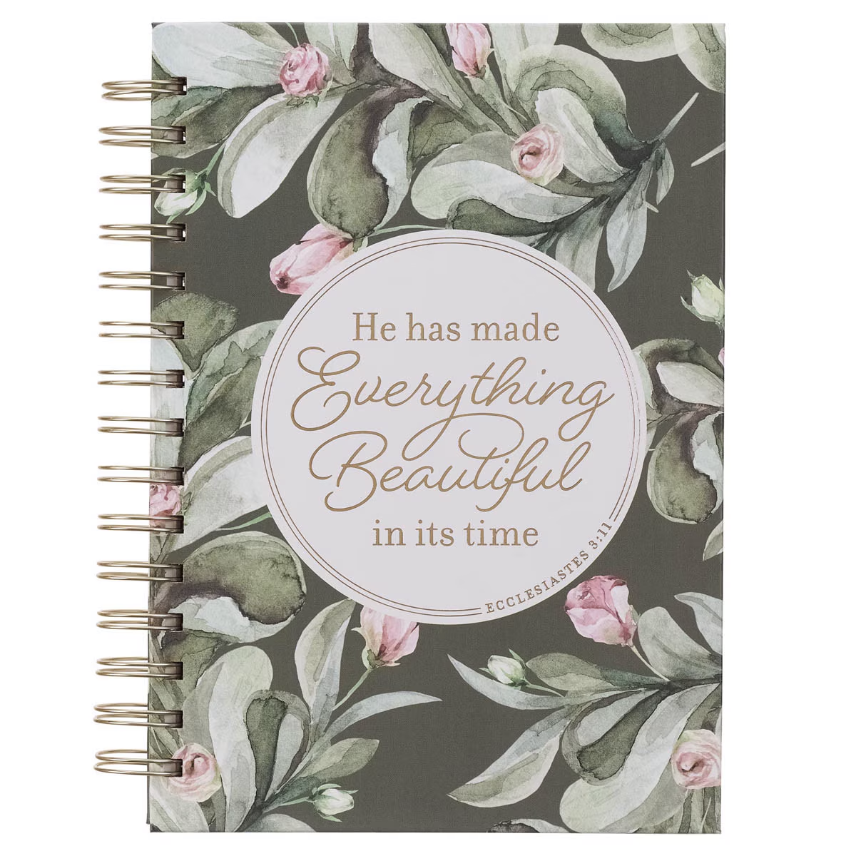 Everything Beautiful Green Wreath Spiral Journal