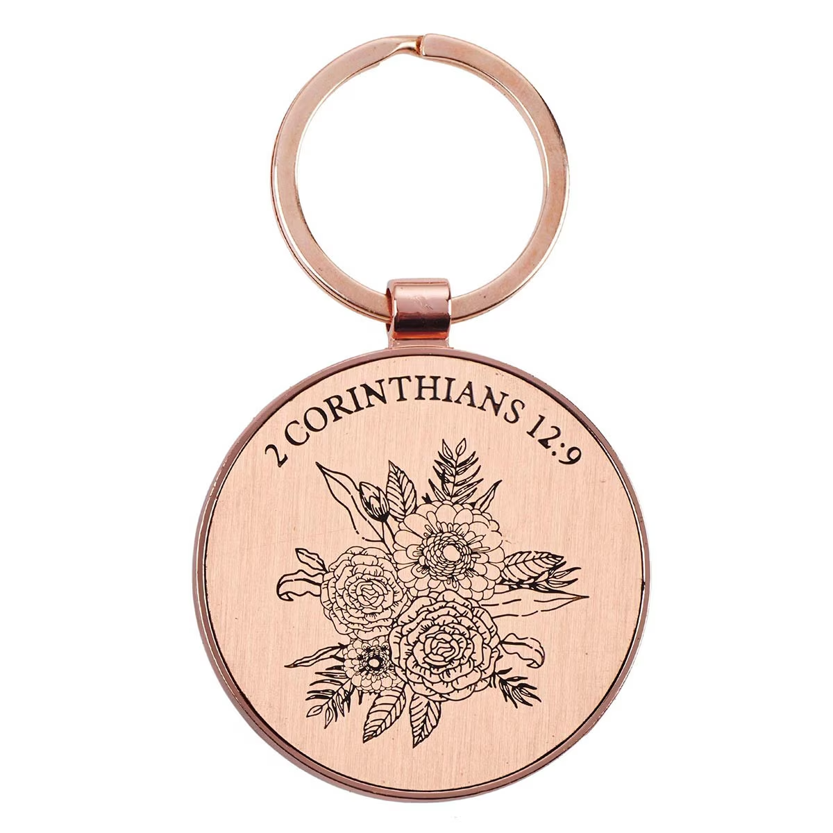His Grace is Enough Pink Plum Key Ring in a Tin - 2 Corinthians 12:9