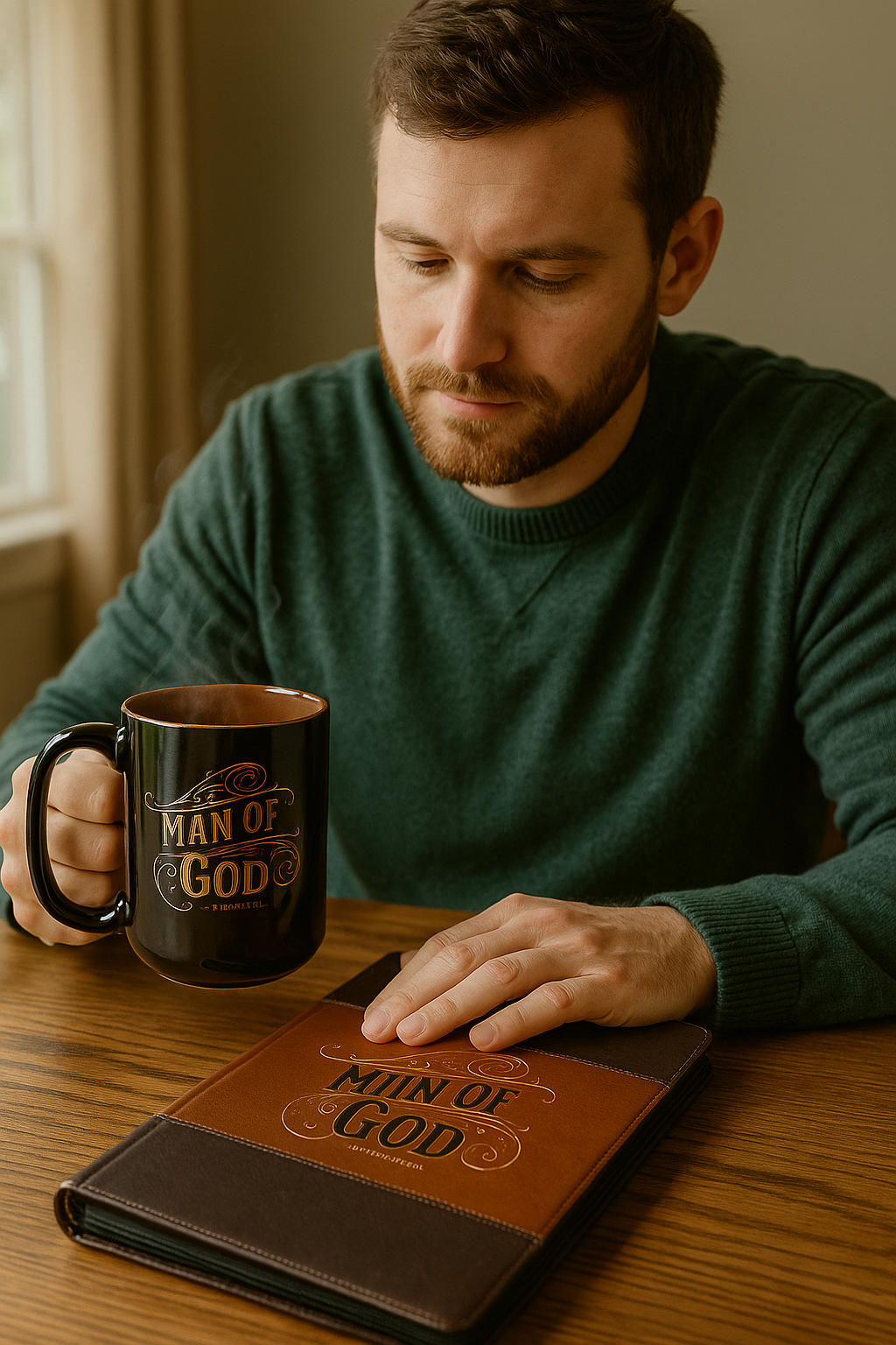 Man of God Honey-brown and Espresso Faux Leather Journal with Zipper Closure - 1 Timothy 6:11