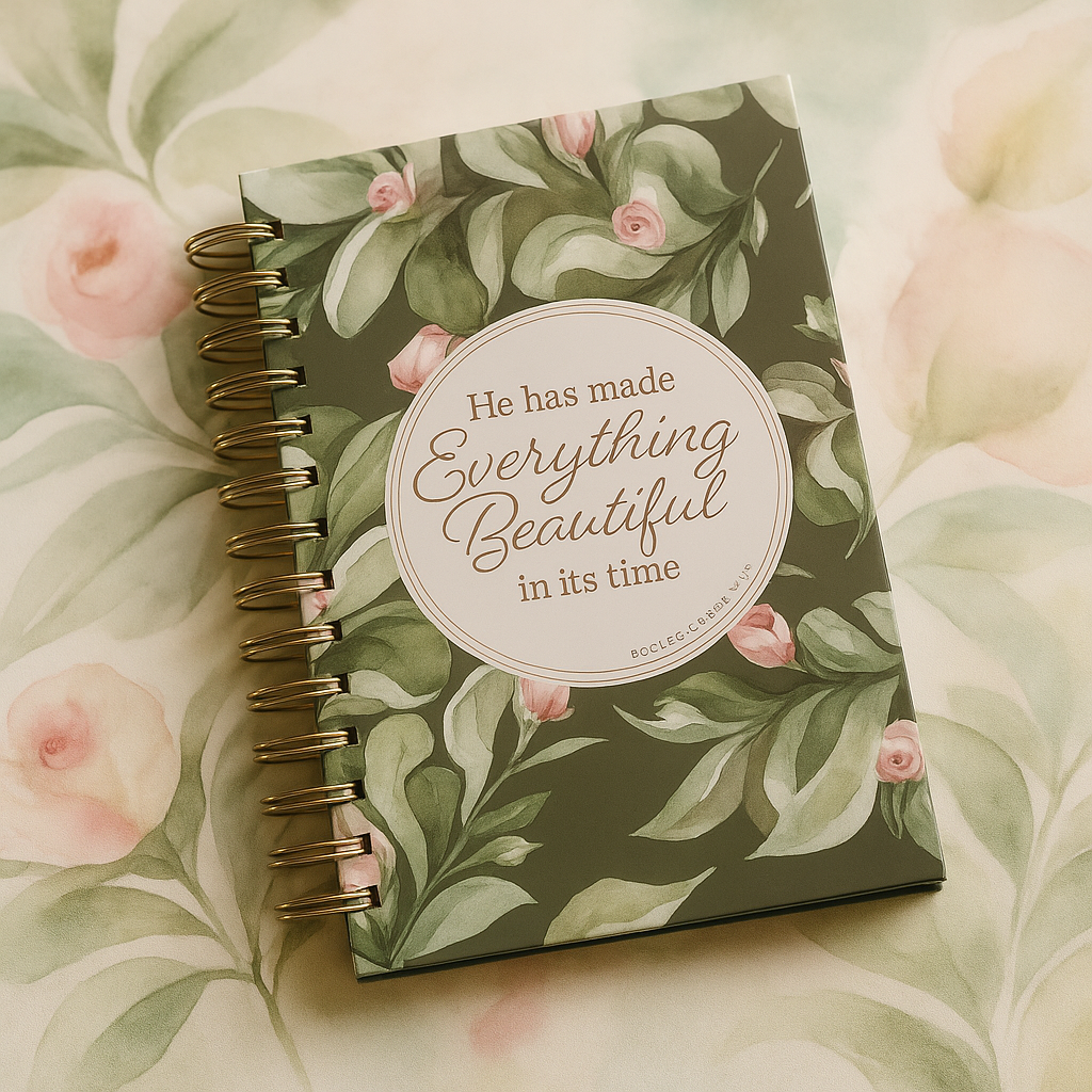 Everything Beautiful Green Wreath Spiral Journal