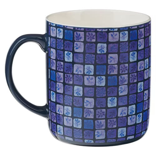 Blue Floral Tile Ceramic Mug Set