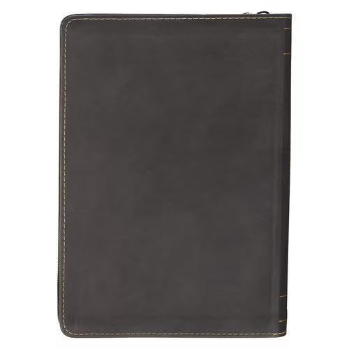 The Plans Charcoal Faux Leather Classic Journal with Zipper Closure - Jeremiah 29:11