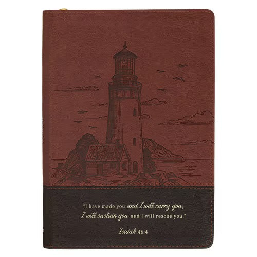 I Have Made You Two-tone Brown Faux Leather Journal with Zipper Closure - Isaiah 46:4