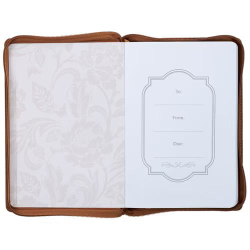 I Can Do All Things Through Christ Honey-brown Faux Leather Classic Journal with Zipper Closure - Philippians 4:13