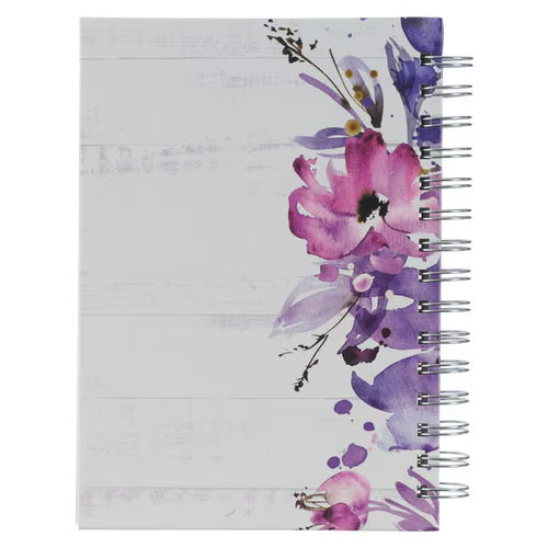 Trust in the Lord Purple Floral Garland Large Spiral Journal - Proverbs 3:5