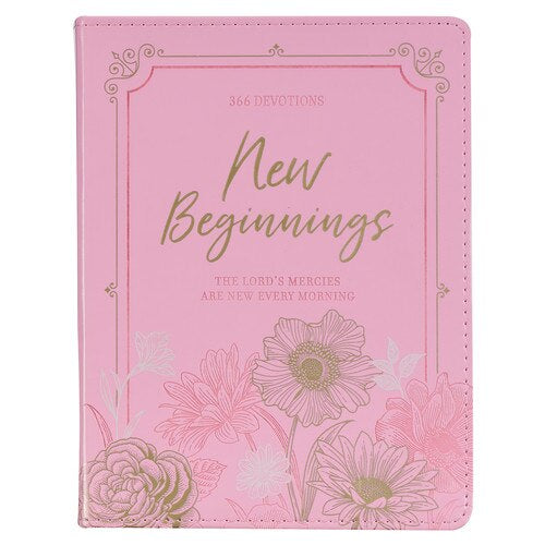 Christian Devotional Journal for Women - New Beginnings Pink Floral Faux Leather Devotional