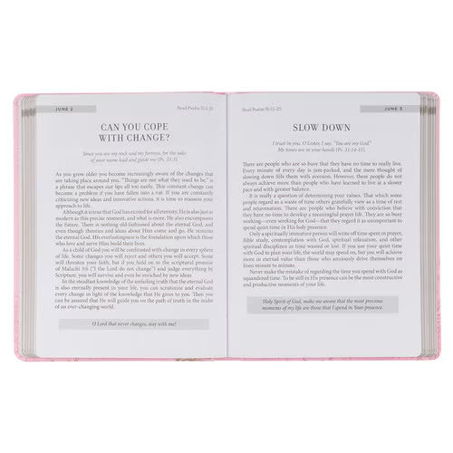 Christian Devotional Journal for Women - New Beginnings Pink Floral Faux Leather Devotional