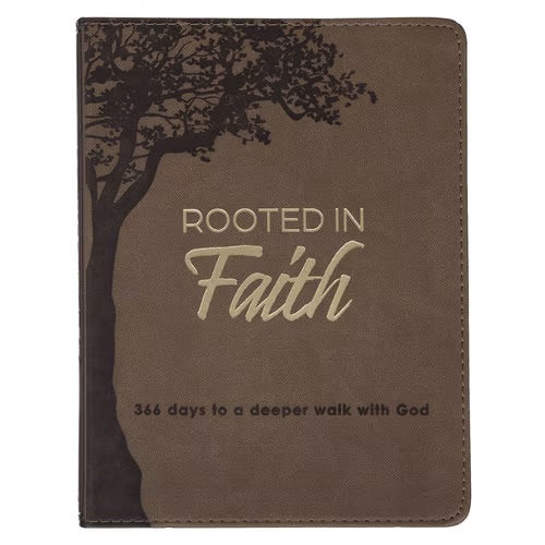Christian Devotional Journal - Rooted in Faith Brown Faux Leather Devotional
