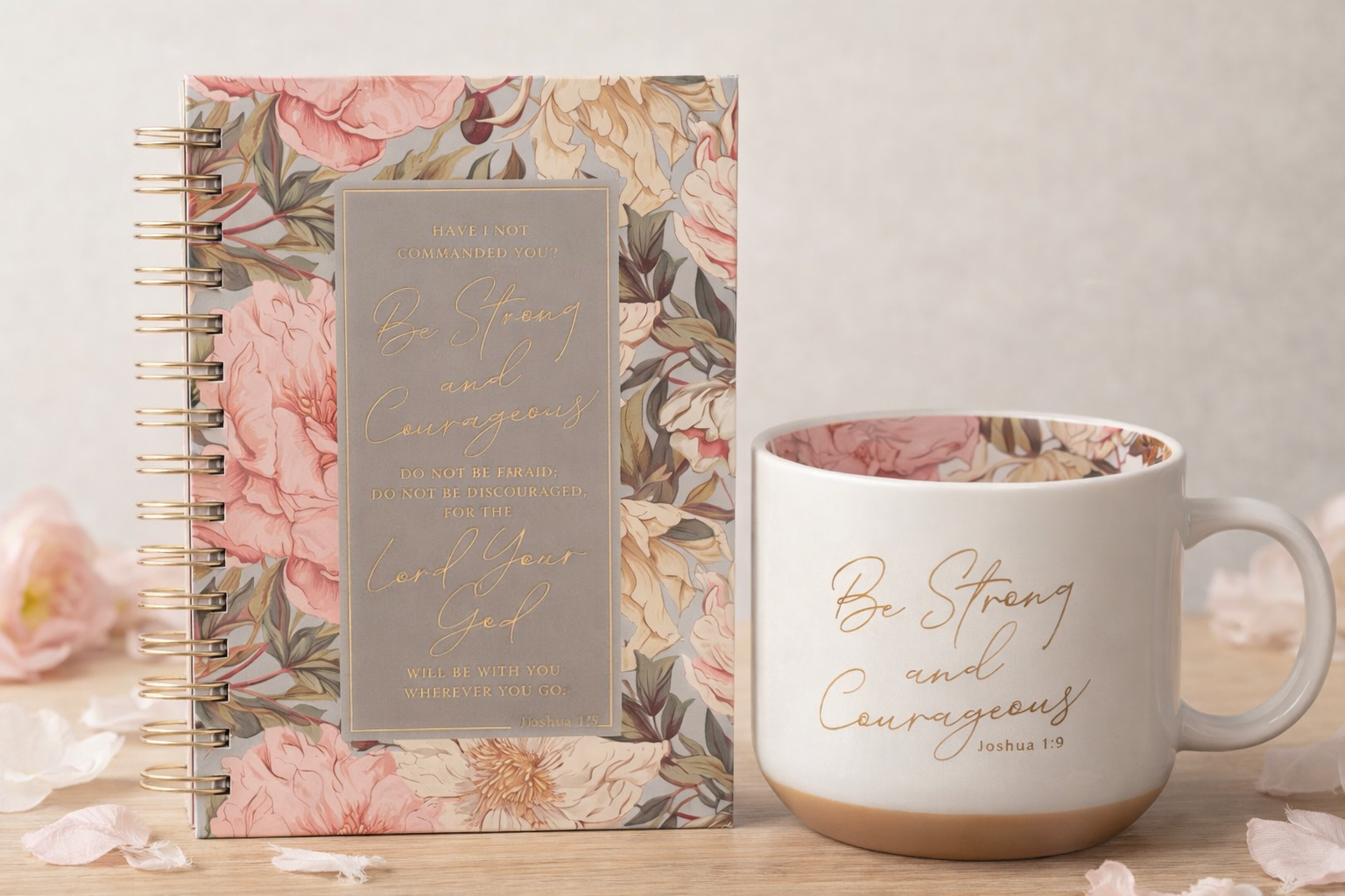 Be Strong and Courageous Delicate Dahlia Spiral Journal - Joshua 1:9