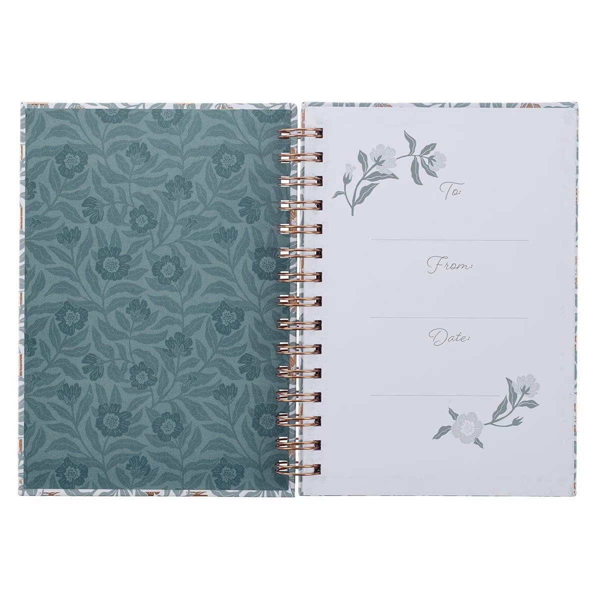 My Grace is Sufficient Teal Floral Large Wirebound Journal - 2 Corinthians 12:9