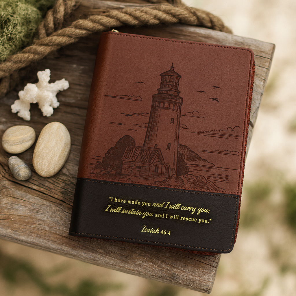 I Have Made You Two-tone Brown Faux Leather Journal with Zipper Closure - Isaiah 46:4