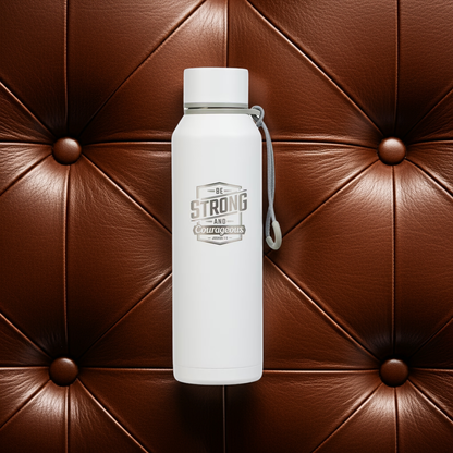 Strong and Courageous White Stainless Steel Water Bottle - Joshua 1:9