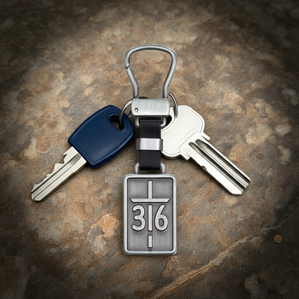John 3:16 Silver Metal Cross Key Ring in Gift Tin
