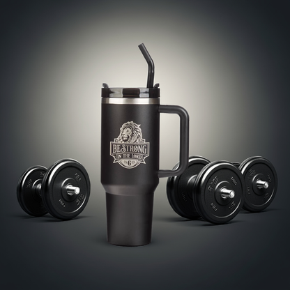 Be Strong in the Lord Black 40 Oz Tumbler with Reusable Straw