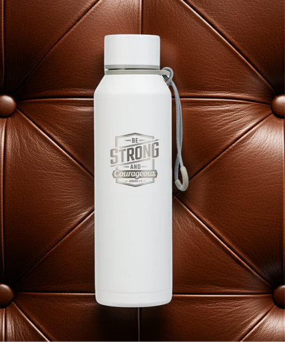 Strong and Courageous White Stainless Steel Water Bottle - Joshua 1:9