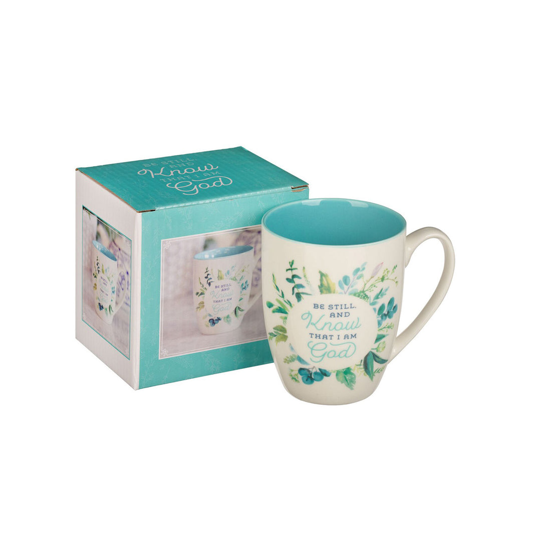 Be Still and Know Teal Floral Coffee Mug