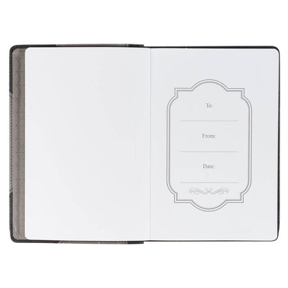 Be Strong in the Lord Black and Gray Lion Faux Leather Journal