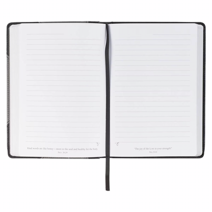 Be Strong in the Lord Black and Gray Lion Faux Leather Journal