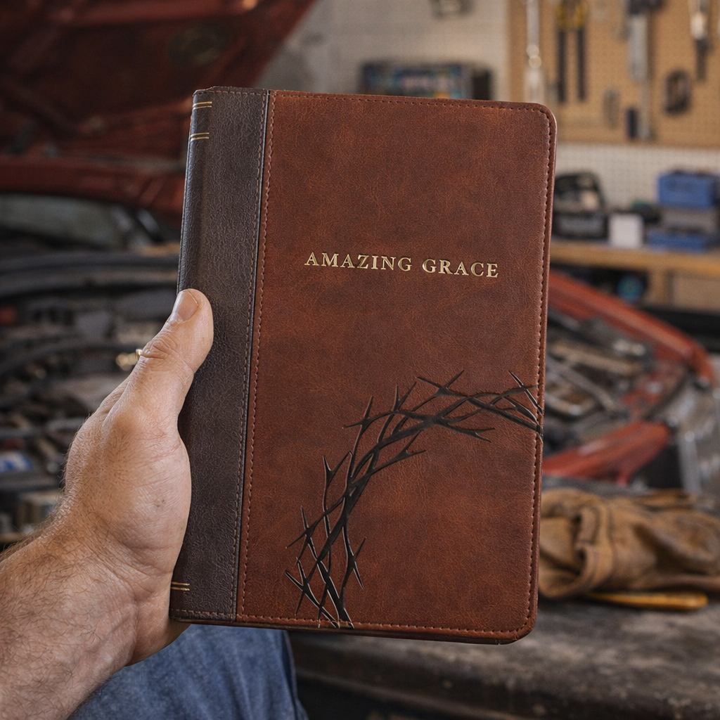 Amazing Grace Brown Crown of Thorns Classic Faux Leather Journal - Isaiah 53:3