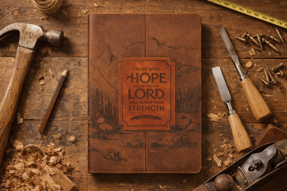 Hope in the Lord Chestnut Brown Faux Leather Classic Journal - Isaiah 40:31