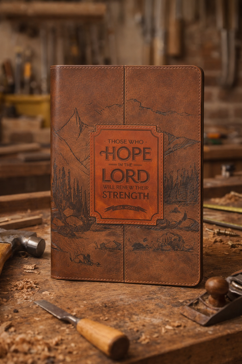 Hope in the Lord Chestnut Brown Faux Leather Classic Journal - Isaiah 40:31