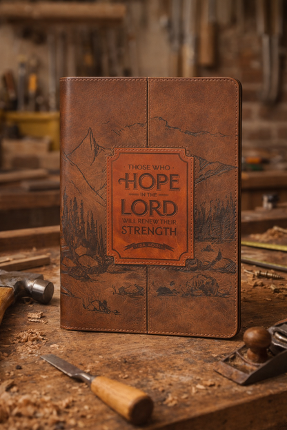 Hope in the Lord Chestnut Brown Faux Leather Classic Journal - Isaiah 40:31