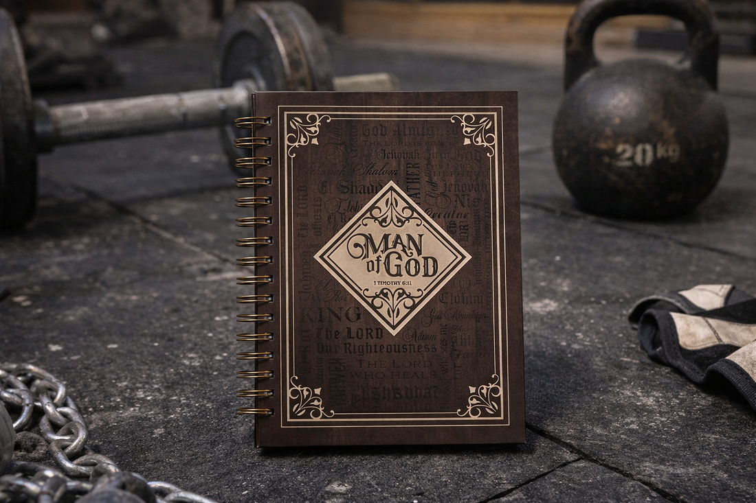 Man Of God Large Spiral Journal in Brown - 1 Timothy 6:11