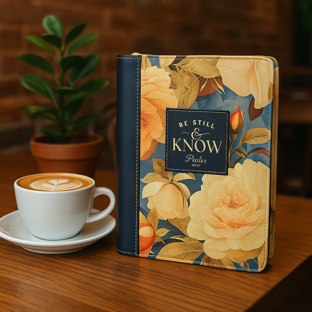 Be Still and Know Serene Roses Faux Leather Journal with Zipper Closure - Psalm 46:10