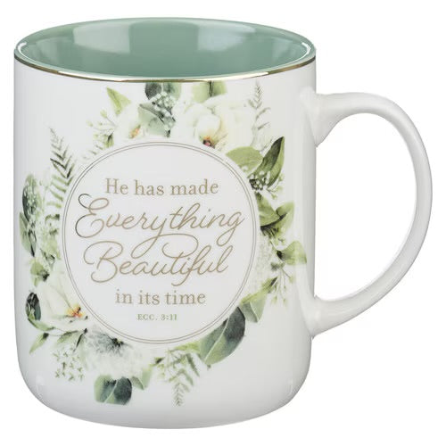 Everything Beautiful Green Wreath Ceramic Coffee Mug