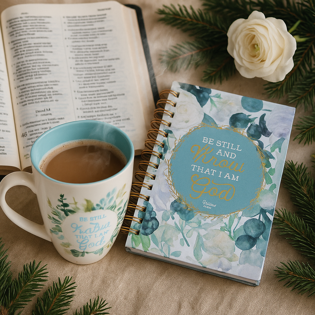 Be Still and Know Teal Floral Wirebound Journal - Psalm 46:10