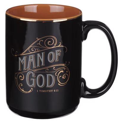 Man of God Black Ceramic Coffee Mug - 1 Timothy 6:11