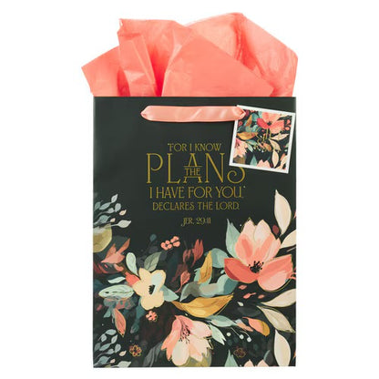 Hope and a Future Midnight Botanical Large Portrait Gift Bag - Jeremiah 29:11