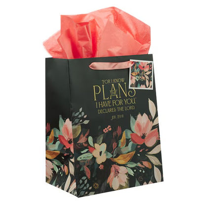 Hope and a Future Midnight Botanical Large Portrait Gift Bag - Jeremiah 29:11