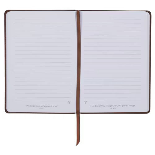 Lionface Strength and Courage Brown Faux Leather Classic Journal - Joshua 1:9