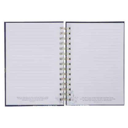 Grace Blue Floral Tile Spiral Journal - Ephesians 2:8