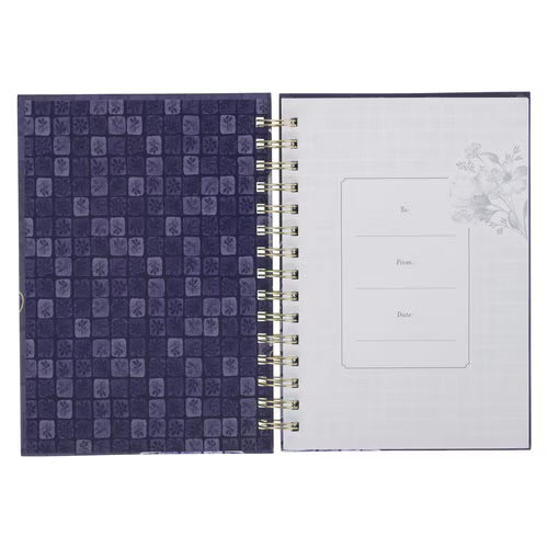 Grace Blue Floral Tile Spiral Journal - Ephesians 2:8