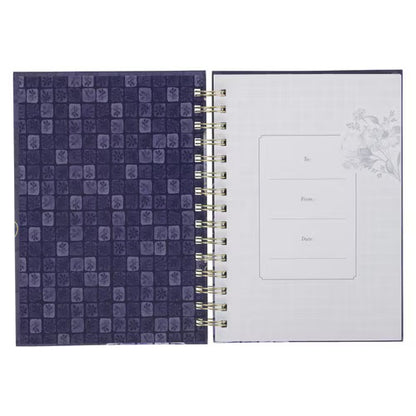 Grace Blue Floral Tile Spiral Journal - Ephesians 2:8