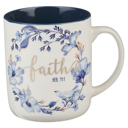 Blue Floral Tile Ceramic Mug Set