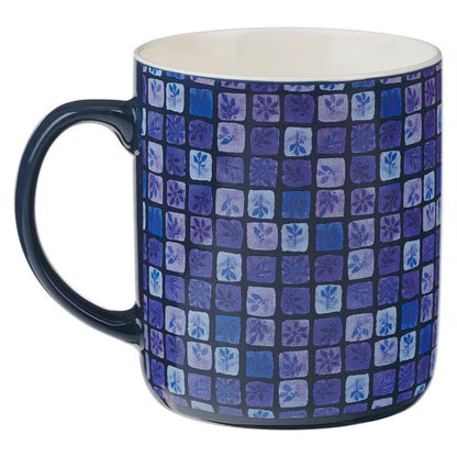 Blue Floral Tile Ceramic Mug Set