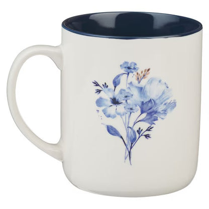 Blue Floral Tile Ceramic Mug Set