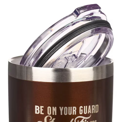 Stand Firm Brown Stainless Steel Tumbler - 1 Corinthians 16:13