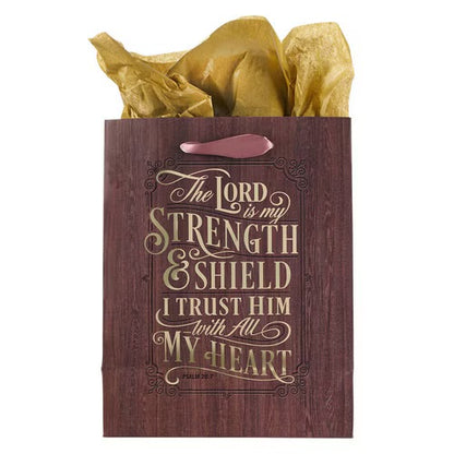 The LORD is My Strength and Shield Medium Gift Bag - Psalm 28:7