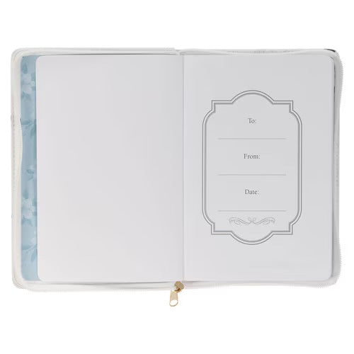 Strength and Dignity White Magnolia Faux Leather Journal - Proverbs 31:25