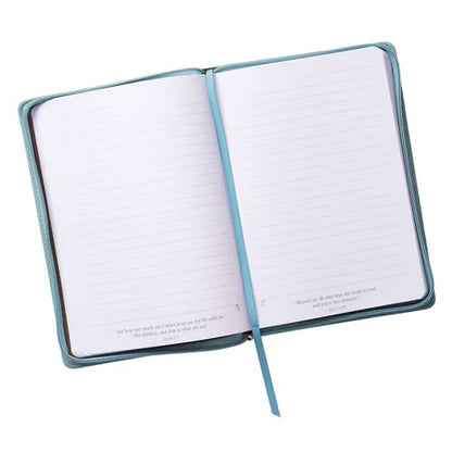 Blessed Teal Faux Leather Journal with Zippered Closure - Luke 1:45