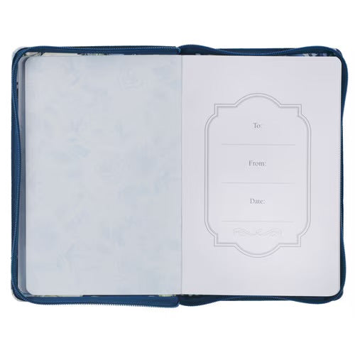 Strength and Dignity Indigo Rose Faux Leather Journal with Zipper Closure - Proverbs 31:25