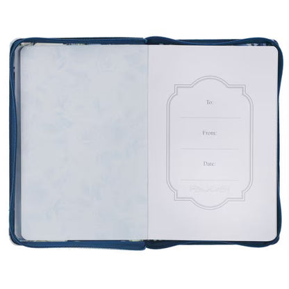 Strength and Dignity Indigo Rose Faux Leather Journal with Zipper Closure - Proverbs 31:25