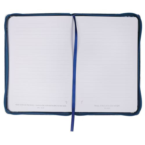 Strength and Dignity Indigo Rose Faux Leather Journal with Zipper Closure - Proverbs 31:25