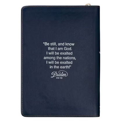 Be Still and Know Serene Roses Faux Leather Journal with Zipper Closure - Psalm 46:10